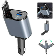 4 in 1 Retractable Car Charger with Star Projection Night Light